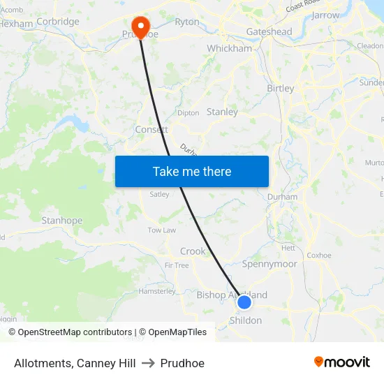 Allotments, Canney Hill to Prudhoe map