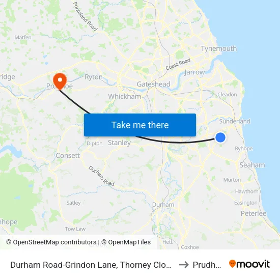 Durham Road-Grindon Lane, Thorney Close to Prudhoe map