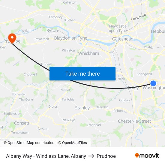 Albany Way - Windlass Lane, Albany to Prudhoe map