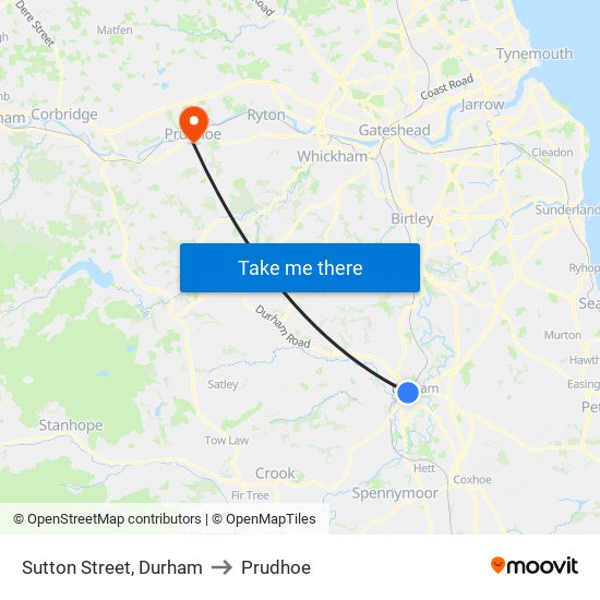 Sutton Street, Durham to Prudhoe map