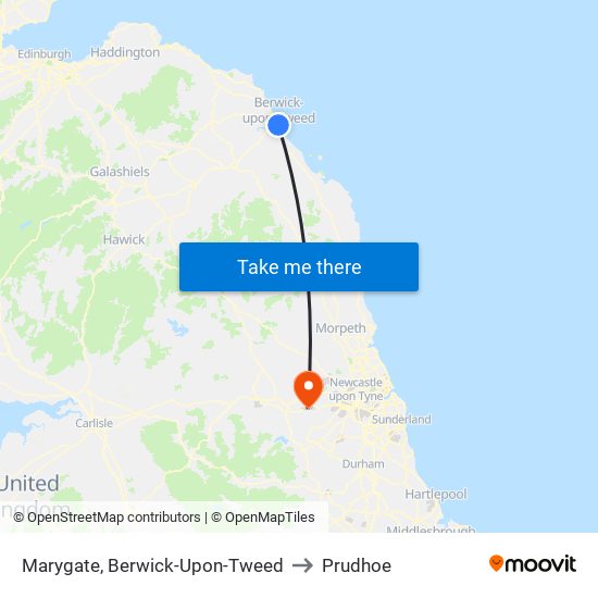 Marygate, Berwick-Upon-Tweed to Prudhoe map