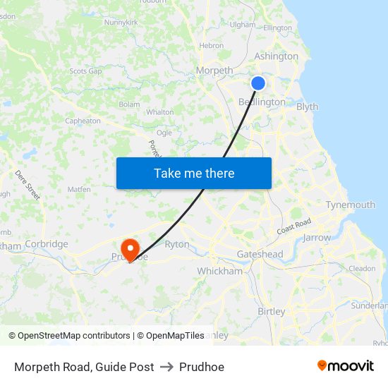 Morpeth Road, Guide Post to Prudhoe map