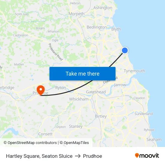 Hartley Square, Seaton Sluice to Prudhoe map