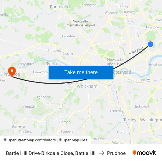 Battle Hill Drive-Birkdale Close, Battle Hill to Prudhoe map
