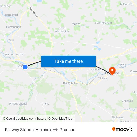 Railway Station, Hexham to Prudhoe map