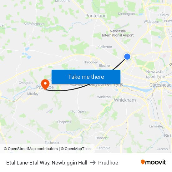 Etal Lane-Etal Way, Newbiggin Hall to Prudhoe map