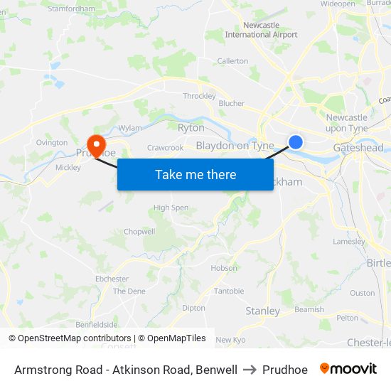 Armstrong Road - Atkinson Road, Benwell to Prudhoe map