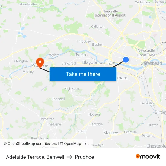 Adelaide Terrace, Benwell to Prudhoe map