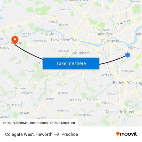 Colegate West, Heworth to Prudhoe map