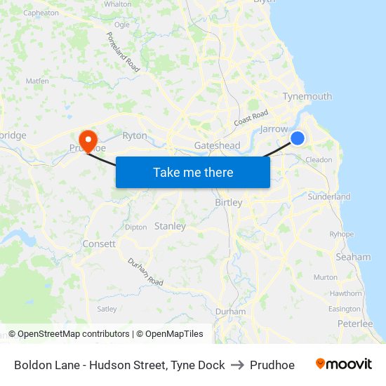 Boldon Lane - Hudson Street, Tyne Dock to Prudhoe map