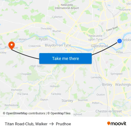 Titan Road-Club, Walker to Prudhoe map