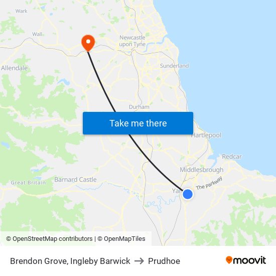 Brendon Grove, Ingleby Barwick to Prudhoe map