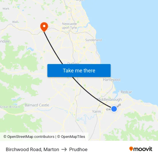 Birchwood Road, Marton to Prudhoe map