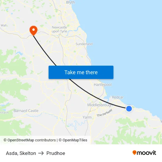 Asda, Skelton to Prudhoe map