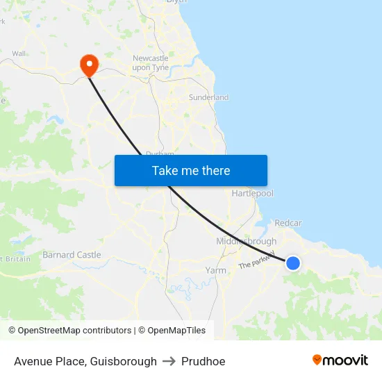 Avenue Place, Guisborough to Prudhoe map