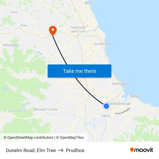 Dunelm Road, Elm Tree to Prudhoe map