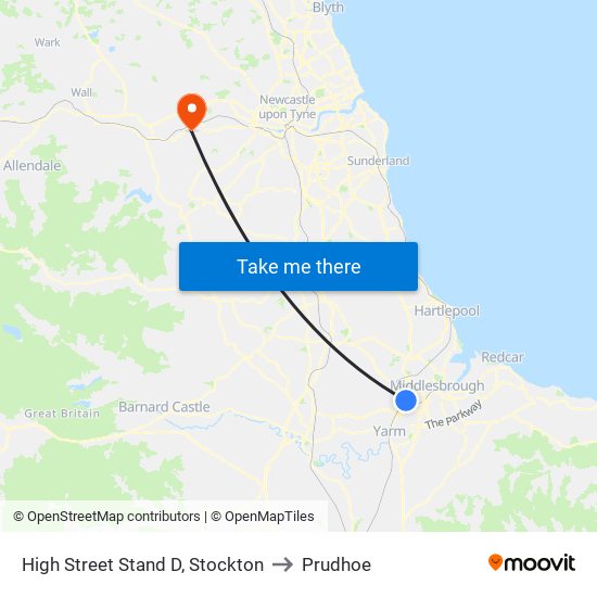 High Street Stand D, Stockton to Prudhoe map