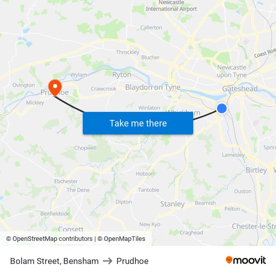 Bolam Street, Bensham to Prudhoe map