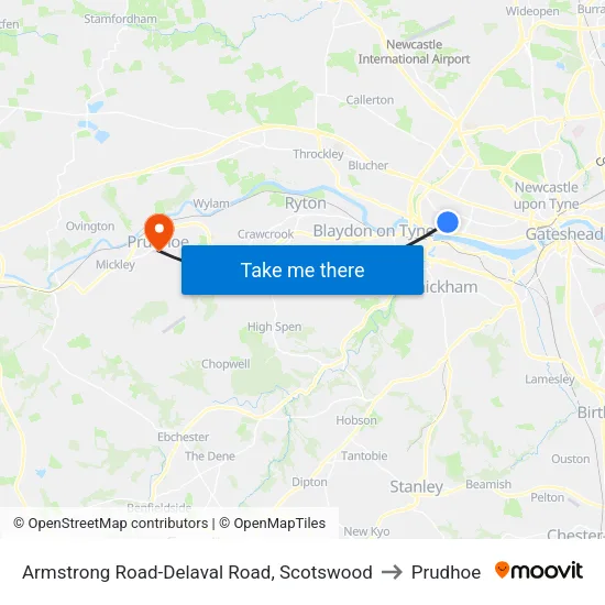 Armstrong Road-Delaval Road, Scotswood to Prudhoe map