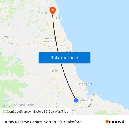 Army Reserve Centre, Norton to Stakeford map