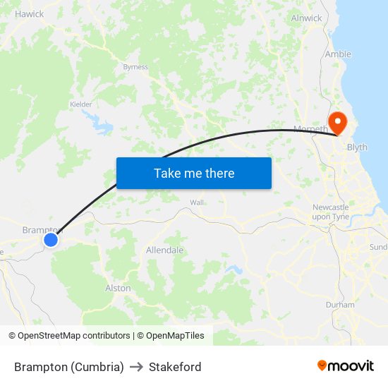 Brampton (Cumbria) to Stakeford map