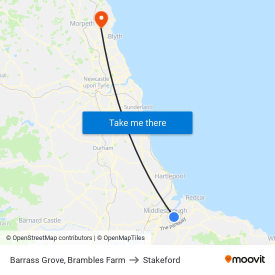 Barrass Grove, Brambles Farm to Stakeford map