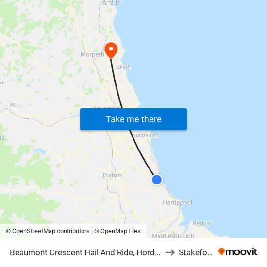 Beaumont Crescent Hail And Ride, Horden to Stakeford map