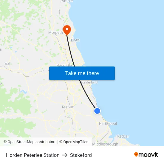 Horden to Stakeford map