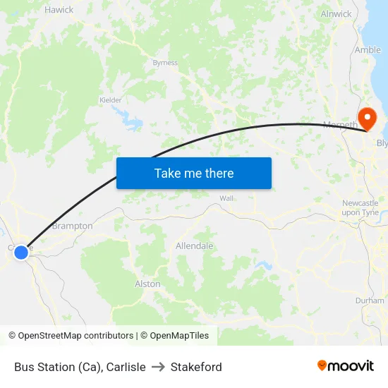 Bus Station (Ca), Carlisle to Stakeford map