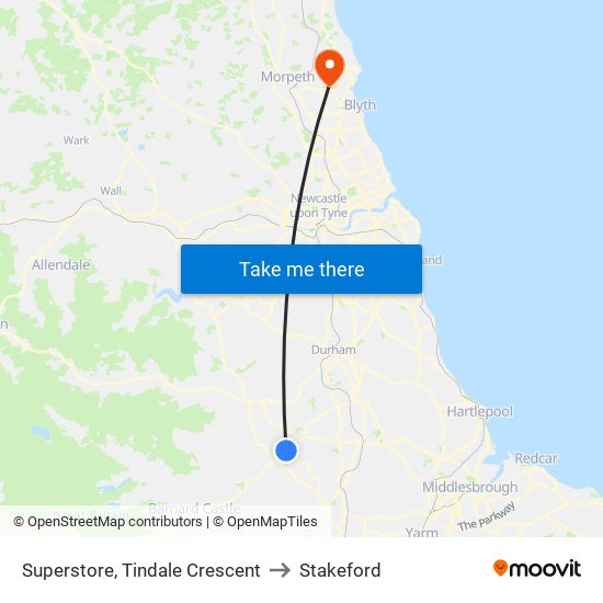 Superstore, Tindale Crescent to Stakeford map