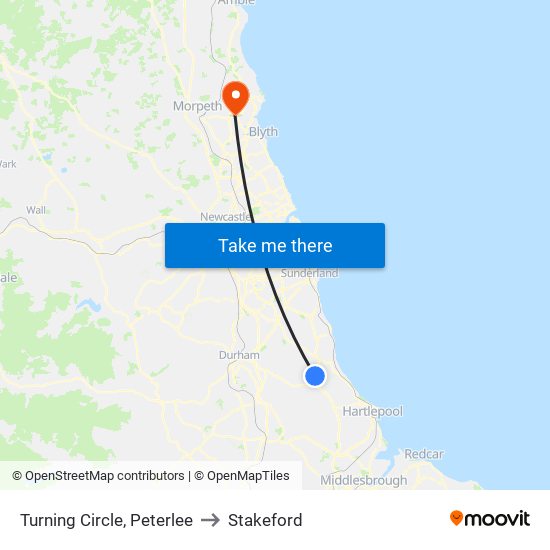 Turning Circle, Peterlee to Stakeford map