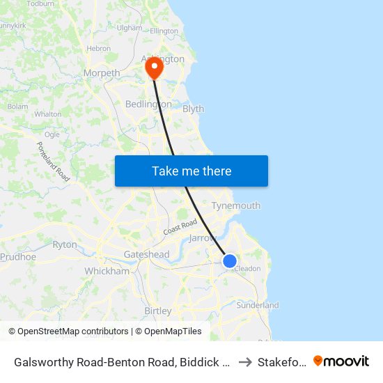 Galsworthy Road-Benton Road, Biddick Hall to Stakeford map