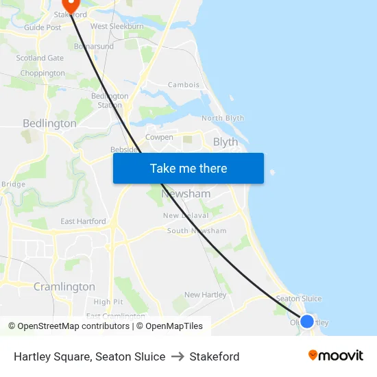 Hartley Square, Seaton Sluice to Stakeford map