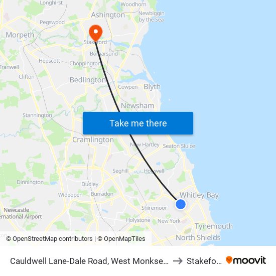 Cauldwell Lane-Dale Road, West Monkseaton to Stakeford map