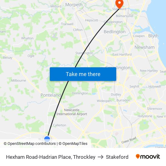 Hexham Road-Hadrian Place, Throckley to Stakeford map