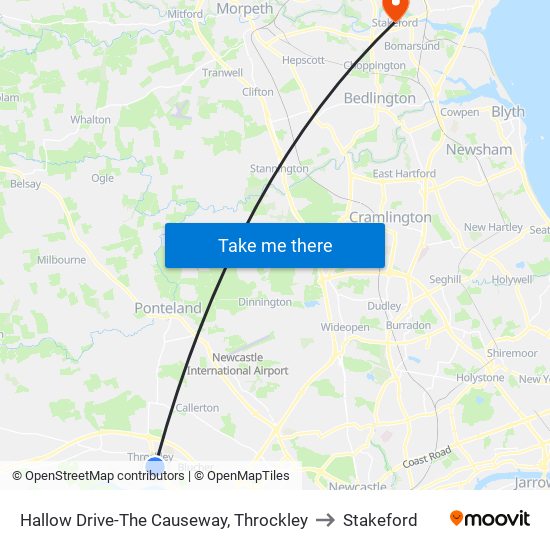 Hallow Drive-The Causeway, Throckley to Stakeford map