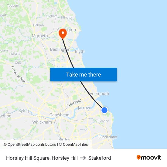 Horsley Hill Square, Horsley Hill to Stakeford map