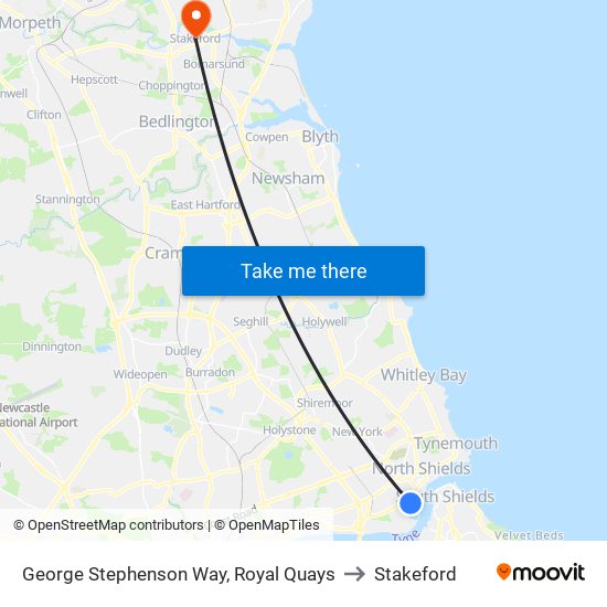 George Stephenson Way, Royal Quays to Stakeford map