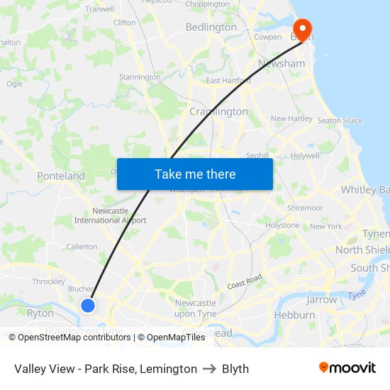 Valley View - Park Rise, Lemington to Blyth map