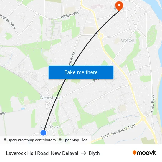 Laverock Hall Road, New Delaval to Blyth map