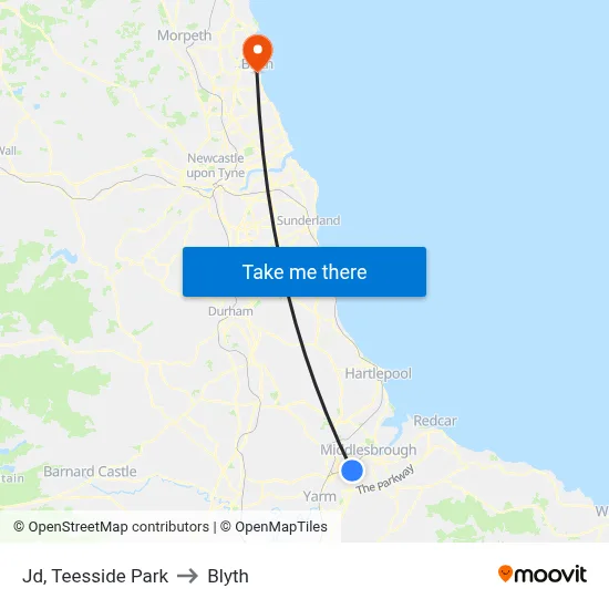 Jd, Teesside Park to Blyth map