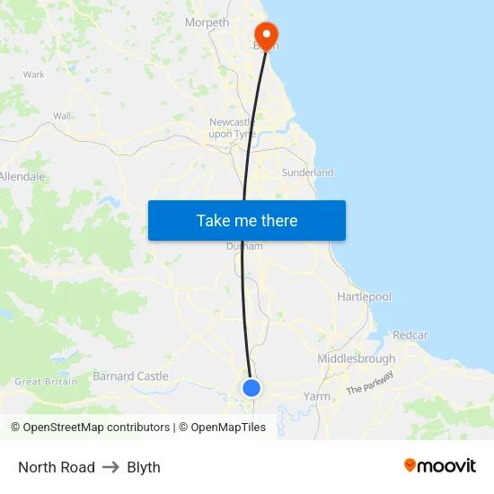 North Road to Blyth map