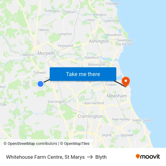 Whitehouse Farm Centre, St Marys to Blyth map