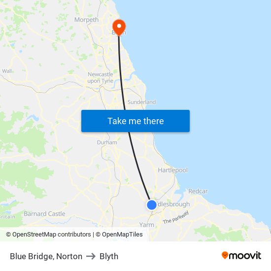 Blue Bridge, Norton to Blyth map