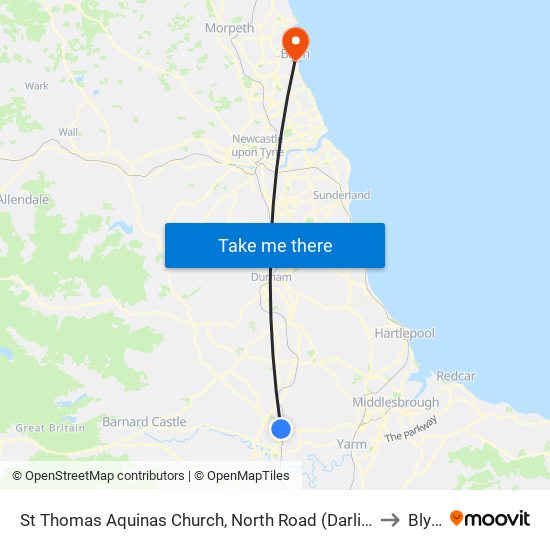 St Thomas Aquinas Church, North Road (Darlington) to Blyth map