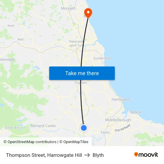 Thompson Street, Harrowgate Hill to Blyth map