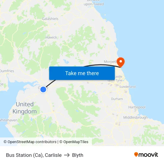 Bus Station (Ca), Carlisle to Blyth map
