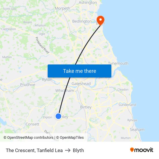 The Crescent, Tanfield Lea to Blyth map