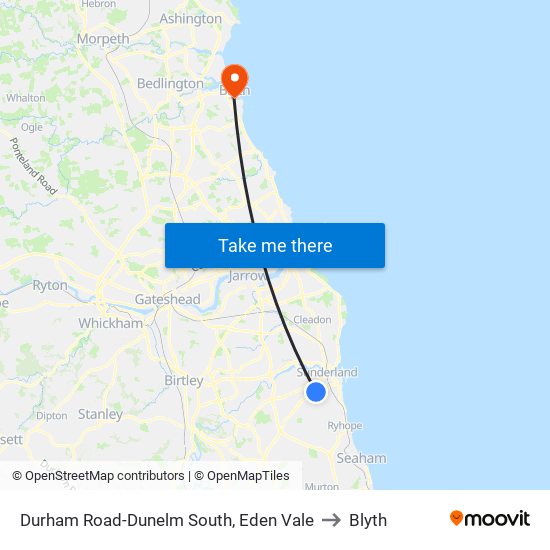 Durham Road-Dunelm South, Eden Vale to Blyth map