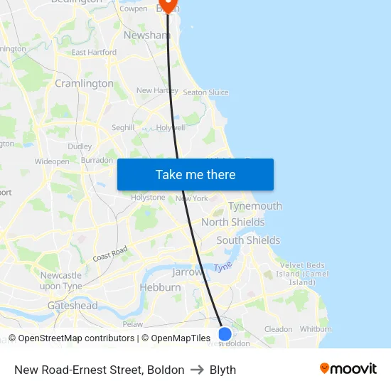 New Road-Ernest Street, Boldon to Blyth map